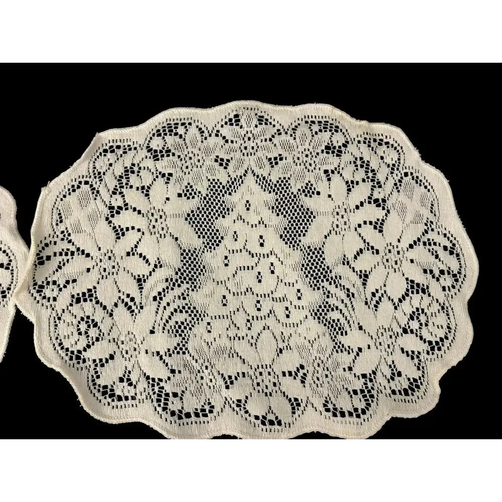Vintage Lace Placemats Set 4 Christmas Tree Design 18.5 x 12 Cottagecore Fairy